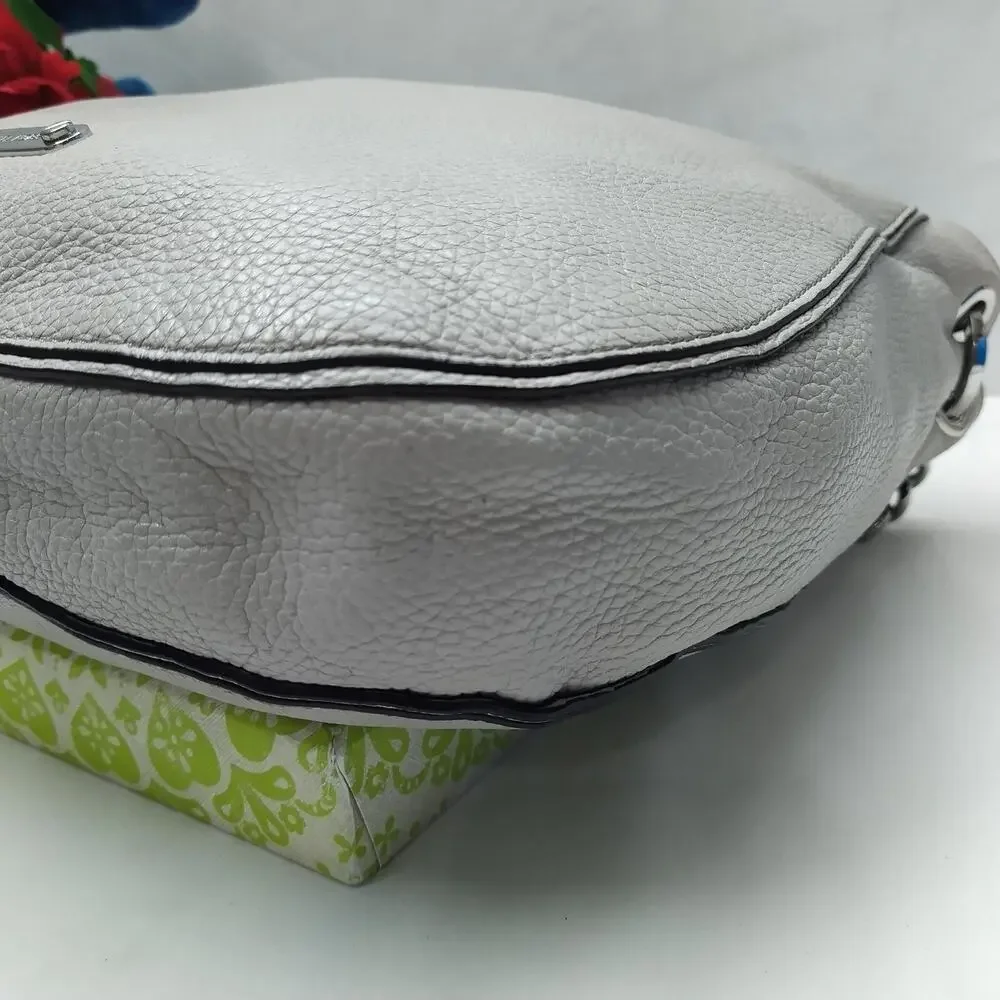 Michael Kors Gray Pebbled Leather Zipper Closure Hobo Shoulder Bag